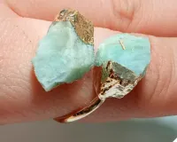 Imagem de Anel Água Marinha Duplo Dourado